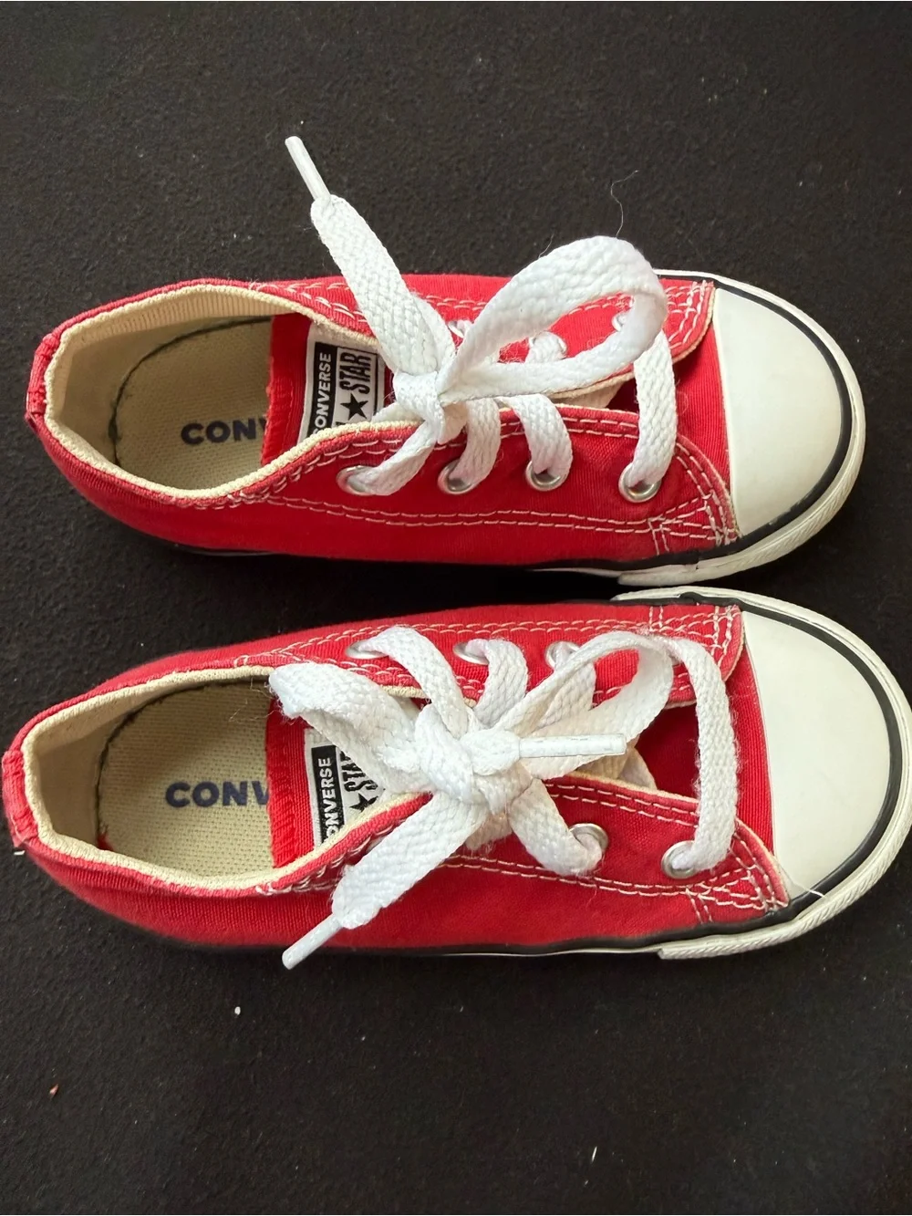Converse Kids Red Low Top Canvas Sneakers with White Accents